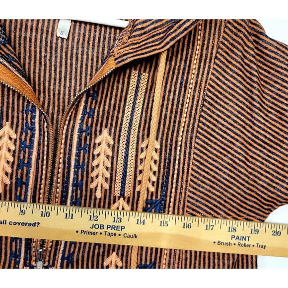 MUR MUR Hoodie Womens Small Brown Navy Embroidered Boho Tunic Cotton Boho Rustic - Picture 7 of 12